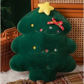 Perna decorativa din catifea in forma de brad MERRYLY, verde