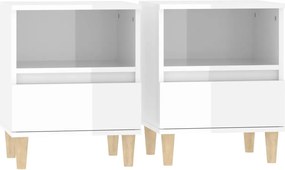 vidaXL Noptiere, 2 buc., alb extralucios, 40x35x50 cm