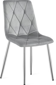 Scaun Bucatarie/Dining Fido ,Picioare Cromate, Catifea Gri Deschis