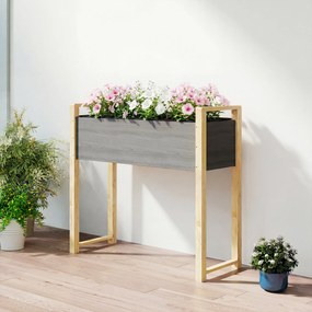 Outsunny Pat de grădină pătrat cu picioare, pat de grădină ridicat, 4 orificii de drenaj și țesătură nețesută, 98 x 37 x 90 cm, gri | Aosom Romania