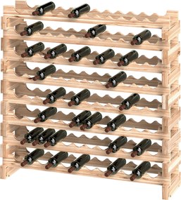 HOMCOM Raft din Lemn de Molid, Dulap pentru 96 Sticle cu 8 Rafturi, Greutate Maximă 100 kg, 114x28x113,5 cm, Lemn Natural | Aosom Romania