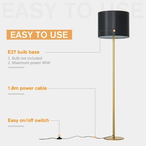 HomCom lampa de podea, abajur textil, lampa de sol | AOSOM RO