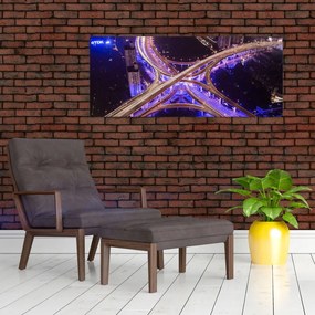 Tablou cu o interesecție mare noapte (120x50 cm)