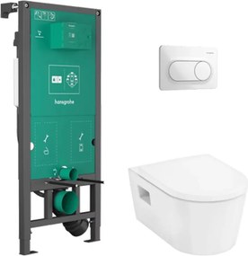 Set vas WC suspendat Hansgrohe EluPura AquaChannel cu rezervor incastrat capac WC si clapeta