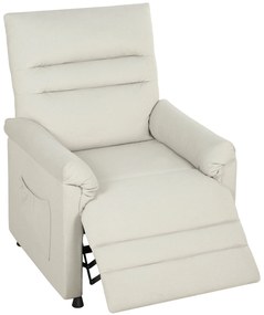 HOMCOM Fotoliu relax electric masaj și încălzire, fotoliu inclinabil, suport pentru picioare, motor silențios, 82x99x106cm, crem | Aosom Romania