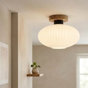 Plafonieră HARMA WOOD 1xE27/15W/230V stejar/alb, Ø 25 cm