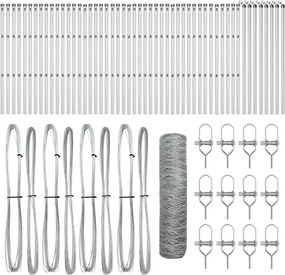 vidaXL Stâlp de gard. Argintiu 100 x 0,8 m (plasă 50 mm) Oțel