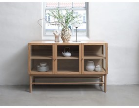 Vitrină din lemn de stejar 88x140 cm Elba – Unique Furniture