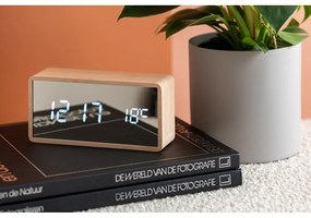 Ceas deșteptător cu LED cu aspect de lemn Karlsson Mirror, argintiu