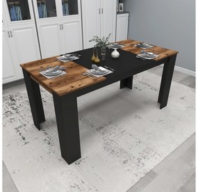 Masă sufragerie Dovete 2 (Nuc deschis + negru) (pentru 6 persoane). 1093697