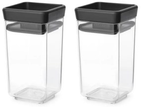 Set 2 borcane pentru condimente Brabantia Tasty+ Stackable 1008883, 150 ml, Fara BPA, Capac, Transparent/Gri inchis