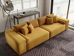 Canapea extensibilă dumonde cu ladă de depozitare si sezut confortabil din spuma high-density, Marbela Zoom Mustar XXL 295x100 cm