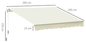 Outsunny Copertină Rulou Manuală pentru Uși și Ferestre, din Aluminiu și Poliester Anti-UV, 295x245cm, Alb | Aosom Romania