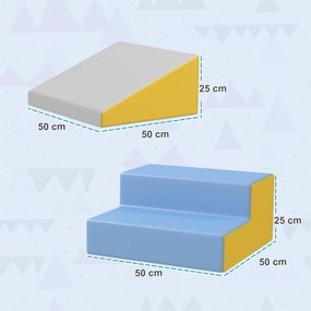 HOMCOM Parcurs motricitate bebeluș jucării de escaladă modulabil 2 cuburi gigante din spumă 50 x 50 x 25 cm multicolor | Aosom Romania