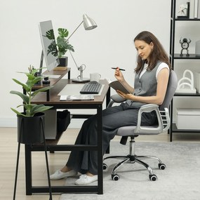 Vinsetto Scaun de birou, Ergonomic Scaun de birou cu braț, Spătar căptușit Gri deschis | Aosom Romania
