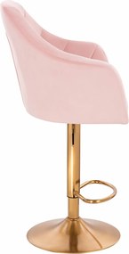HR830CW Scaun Catifea Roz Pudra cu Bază Aurie