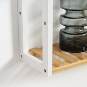 HOMCOM Raft de perete din bambus cu 3 polițe flotante pentru living, dormitor, bucătărie 60x15x54 cm natural și alb | Aosom Romania