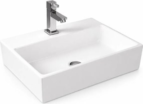 LEER || Lavabou, de pus pe blat, ceramică, alb, colțuros