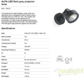 Aplica / Proiector LED de exterior cu protectie IP65 / 3000K ALFA 70025