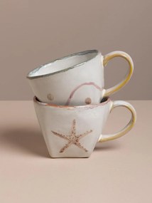 Set 2 cești de cafea din gresie ceramică, H7 cm, "Marine"