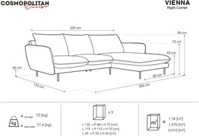 Colțar cu șezlong pe partea dreaptă Cosmopolitan Design Vienna, verde petrol