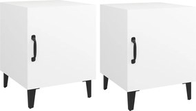 vidaXL Noptiere, 2 buc., alb, lemn prelucrat