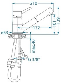 Baterie de chiuvetă cu cap de duș detașabil ALVEUS 1150888 NANO 13,9 cm crom
