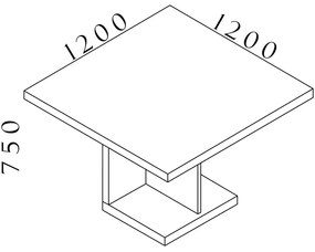 Masa de intalnire Lineart 120 x 120 cm, ulm deschis / antracit