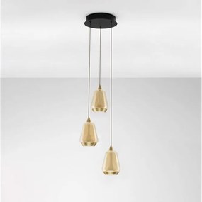 Lustra moderna cu 3 pendule LED, Metal, Sticla, Champaign, ALISH