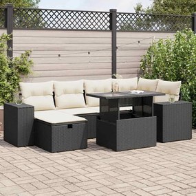 3327936 vidaXL Set mobilier de grădină cu perne, 8 piese, negru, poliratan