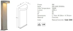 Stalp LED din beton pentru iluminat exterior decorativ IP65 Molly I