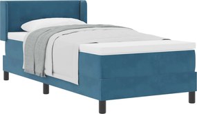 vidaXL Pat cu arcuri cu saltea Albastru închis 200 x 90 cm Catifea