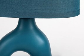 Lampa de masa ceramica si abajur albastru Sylira