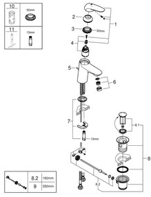 GROHE 23707003 - Baterie pentru lavoar EUROSTYLE, 163 mm, crom lucios