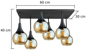 Lustră aplicată SOMA 6xE27/60W/230V negru/bej fumuriu