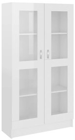 Dulap cu vitrină, alb extralucios, 82,5 x 30,5 x 150 cm, pal