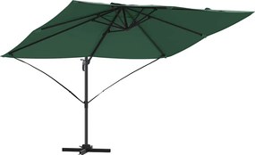 vidaXL Umbrelă de soare Verde 351 x 250 x 260 cm Poliester și Aluminiu