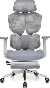 Scaun Ergonomic ProMesh X4D – Tetieră 4D, Suport Lombar Reglabil, Cotiere 4D, Sezut Translatie, Reclinare, Suport Picioare, Mesh, Gri