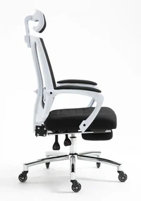 Scaun ergonomic, sezut textil, spătar Mesh, roti silicon, Negru/Alb