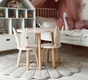 Set masuta rotunda roz si 2 scaunele ingeras roz