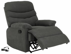 Fotoliu reglabil masaj, material textil catifea gri, LAMBERT