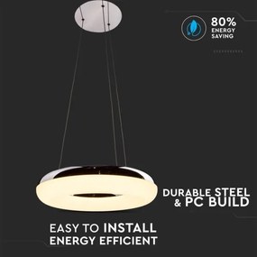 Lustră LED pe cablu LED/40W/230V 3000K d. 40 cm crom lucios