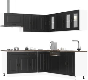 vidaXL Set dulap de bucătărie 11 piese „Kalmar” lemn negru prelucrat