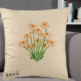 Perna Decorativa Margarete Camp, 40x40 cm, Bej, Husa Detasabila, Perna Inclusa, BEKZ®
