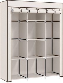HOMCOM Dulap Textil cu 8 Rafturi și 2 Bare, Economisitor de Spațiu pentru Dormitor, 125x43x162,5 cm, Gri Deschis | Aosom Romania
