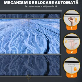 HOMCOM Ecran de Proiecție 120 Inch Format 1:1, Ecran Rulabil cu Unghi de 160° și Montare pe Tavan sau Perete, 223x8x223 cm, Alb | Aosom Romania