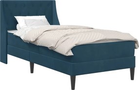 vidaXL Cadru de pat cu saltea cu saltea albastru 90 x 190 cm Catifea