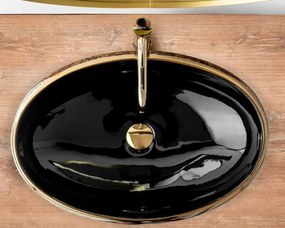 Lavoar Margot ceramica sanitara negru/auriu – 52 cm