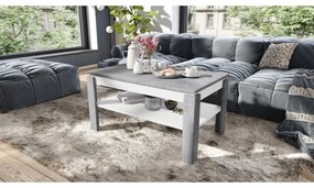 Masă de conferință extensibilă ADEN, blat ridicabil, gri beton/alb