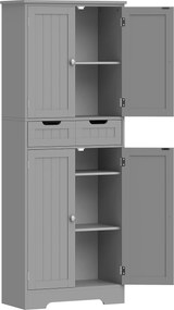 HOMCOM Mobilier de baie cu sertar, dulap cu uși, raft reglabil, 60 x 30 x 160 cm, gri | Aosom Romania